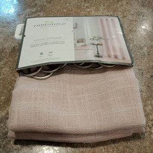 Threshold 84" Sheer Curtain One Panel With Rings Pink With White Edge